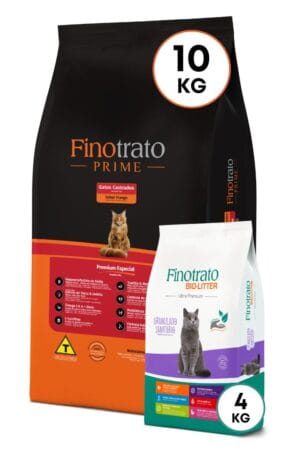 Finotrato Prime Gatos Castrados Sabor Pollo 10kg + Bio-Litter 4kg