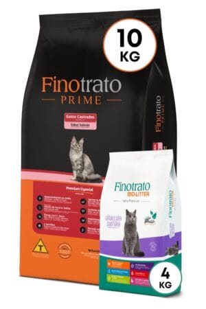 Finotrato Prime Gatos Castrados Sabor Salmón 10kg + Bio-Litter 4kg